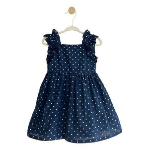 RACHEL ZOE Navy and Gold Polka Dot Dress with Ruffle Straps | Girls 3T